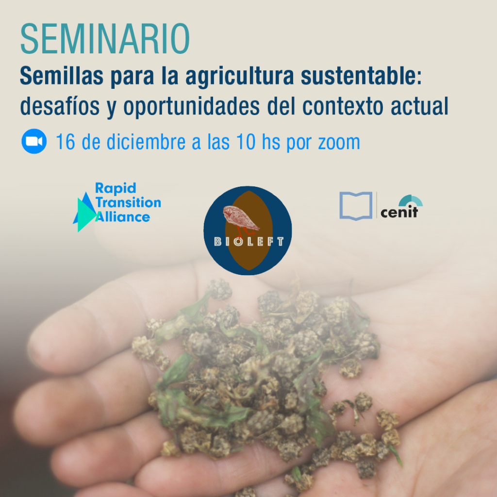 Invitación webinario 16/12: “Semillas para la agricultura sustentable: desafíos y oportunidades del contexto actual”